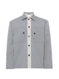 Surchemise À Poches Appliquées - Off White/Navy