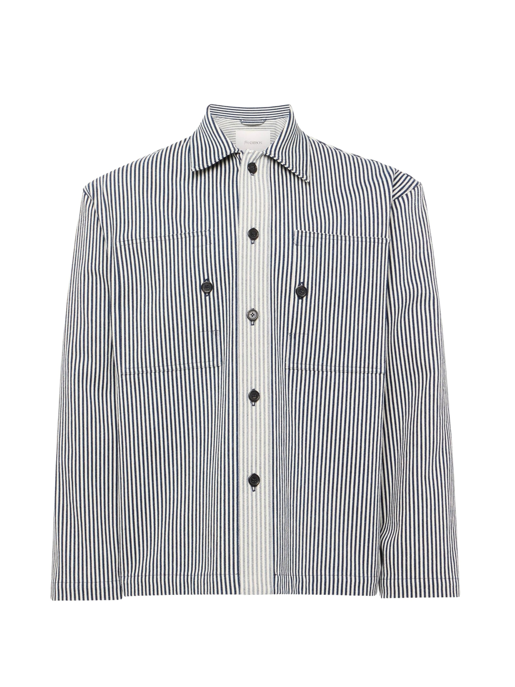 Surchemise À Poches Appliquées - Off White/Navy