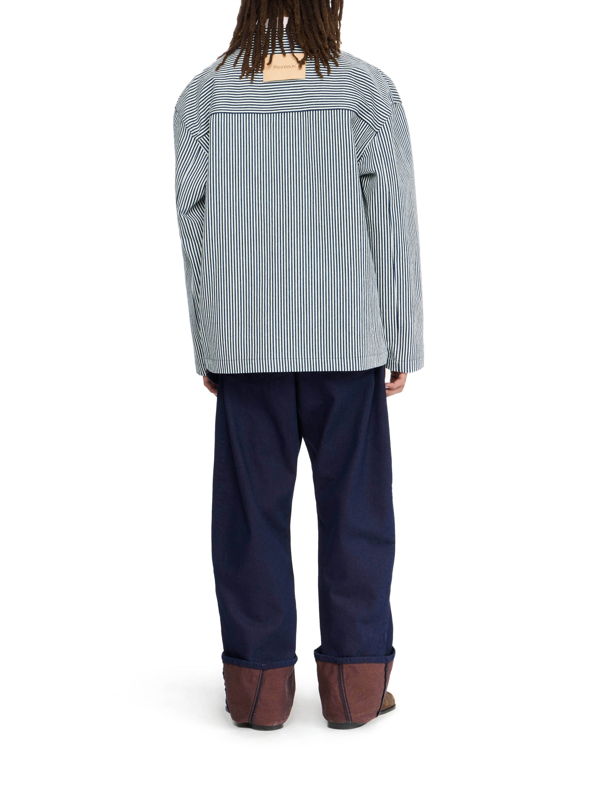 Surchemise À Poches Appliquées - Off White/Navy