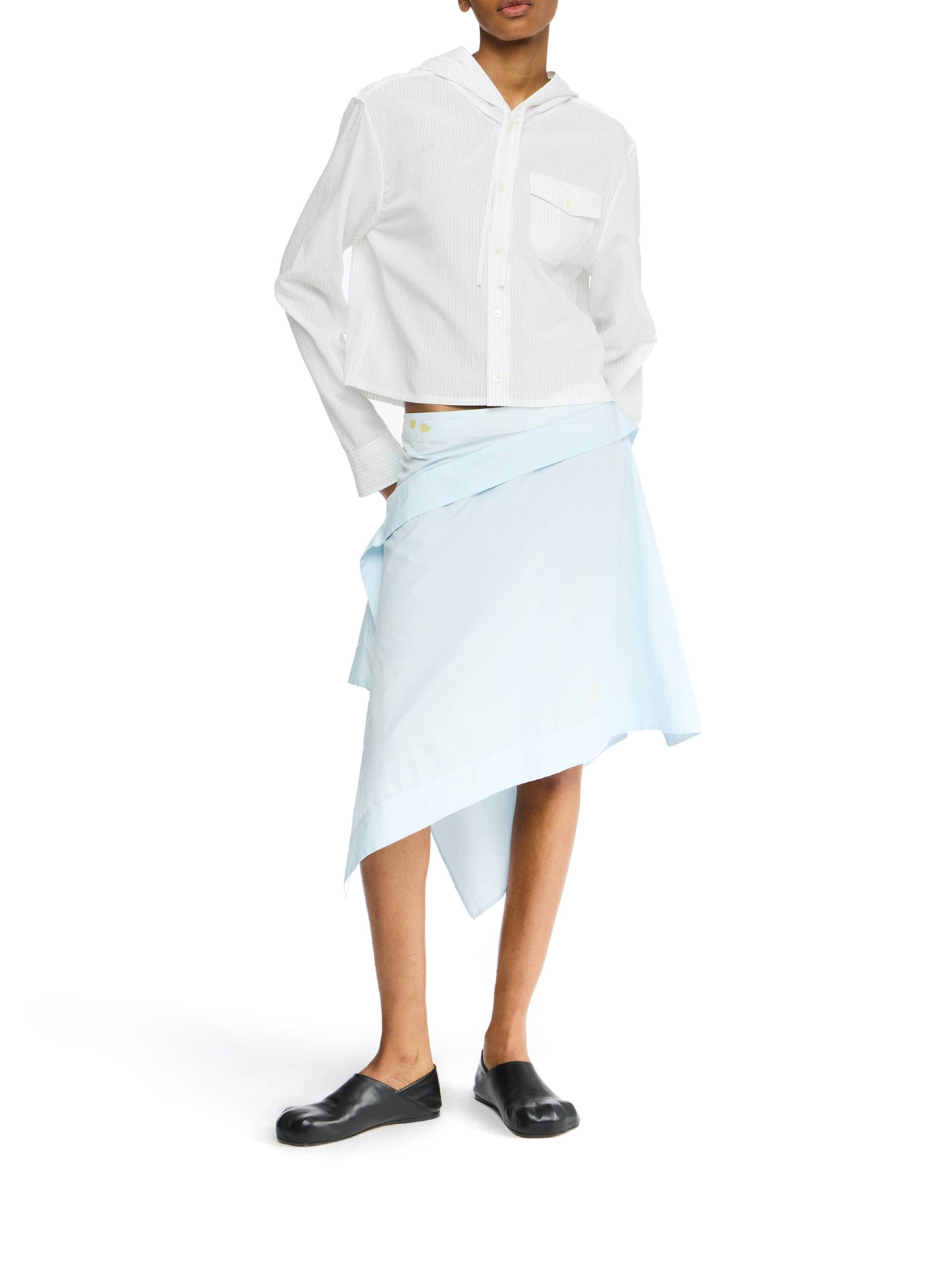 Chemise courte à capuche - Off White & Grey