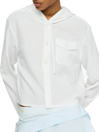 Chemise Courte À Capuche - Off White/Grey