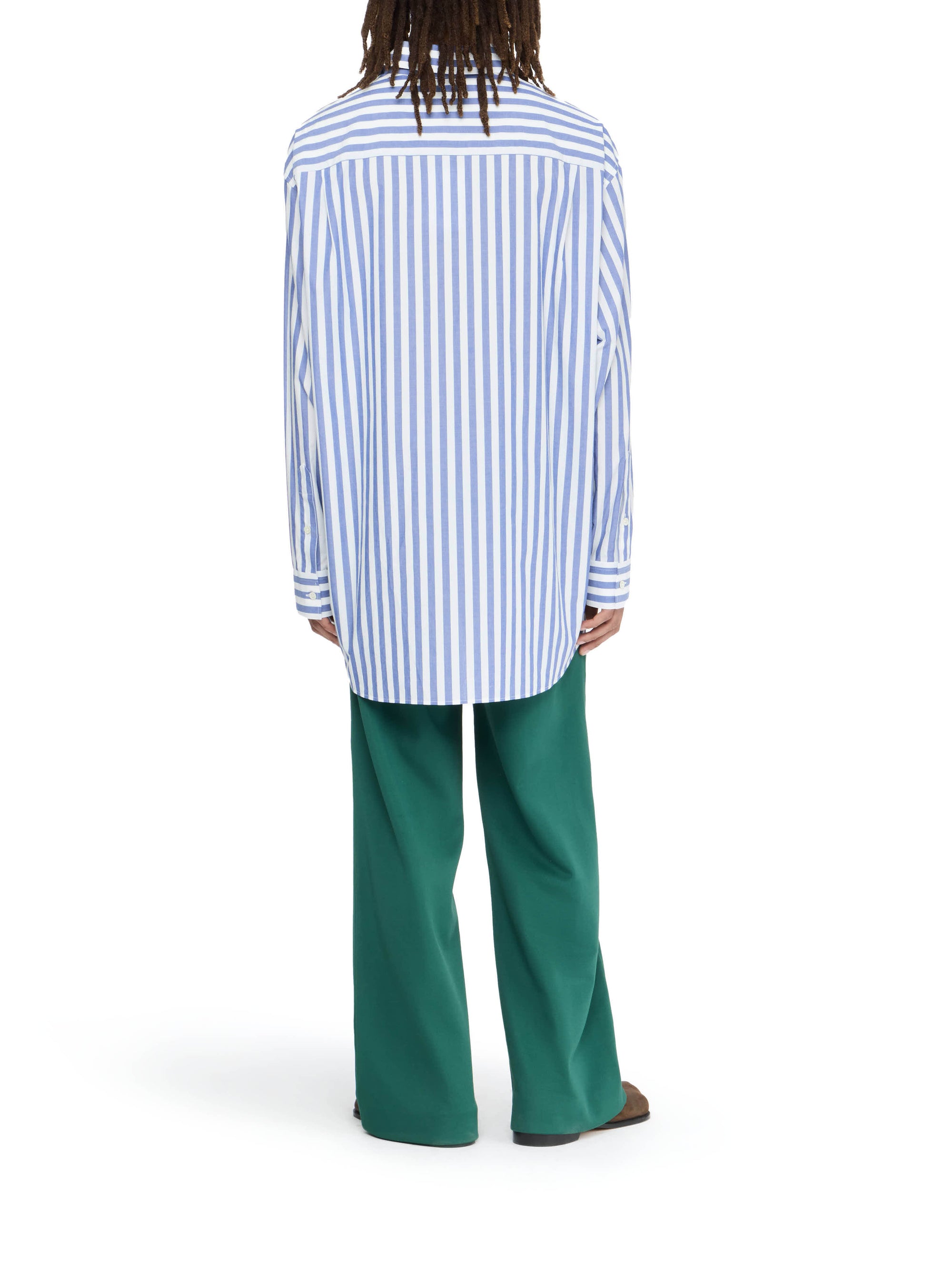 Chemise À Rayures Oversize - White/Blue