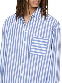 Chemise À Rayures Oversize - White/Blue