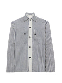 Surchemise À Poches Appliquées - Off White/Navy