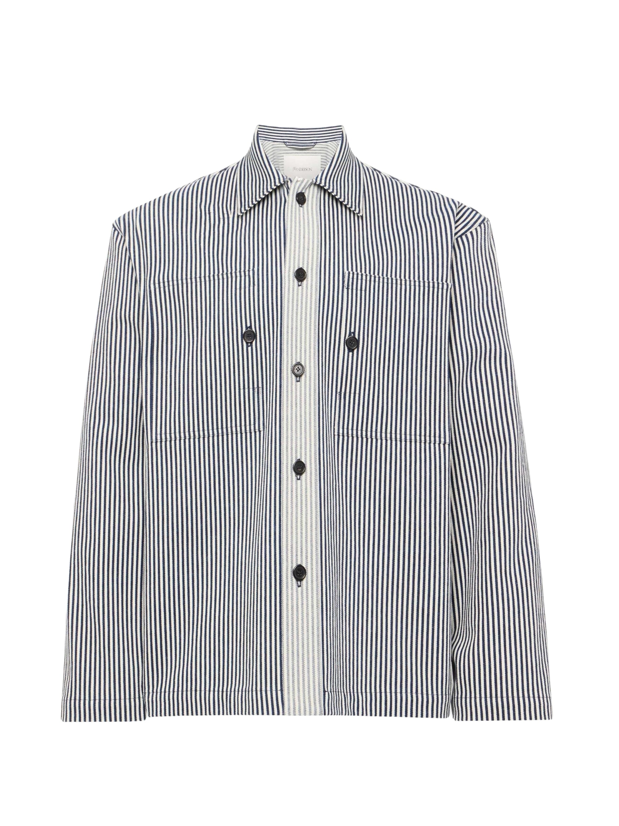 Surchemise À Poches Appliquées - Off White/Navy