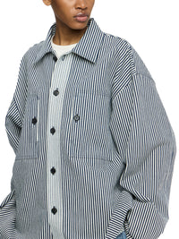 Surchemise À Poches Appliquées - Off White/Navy