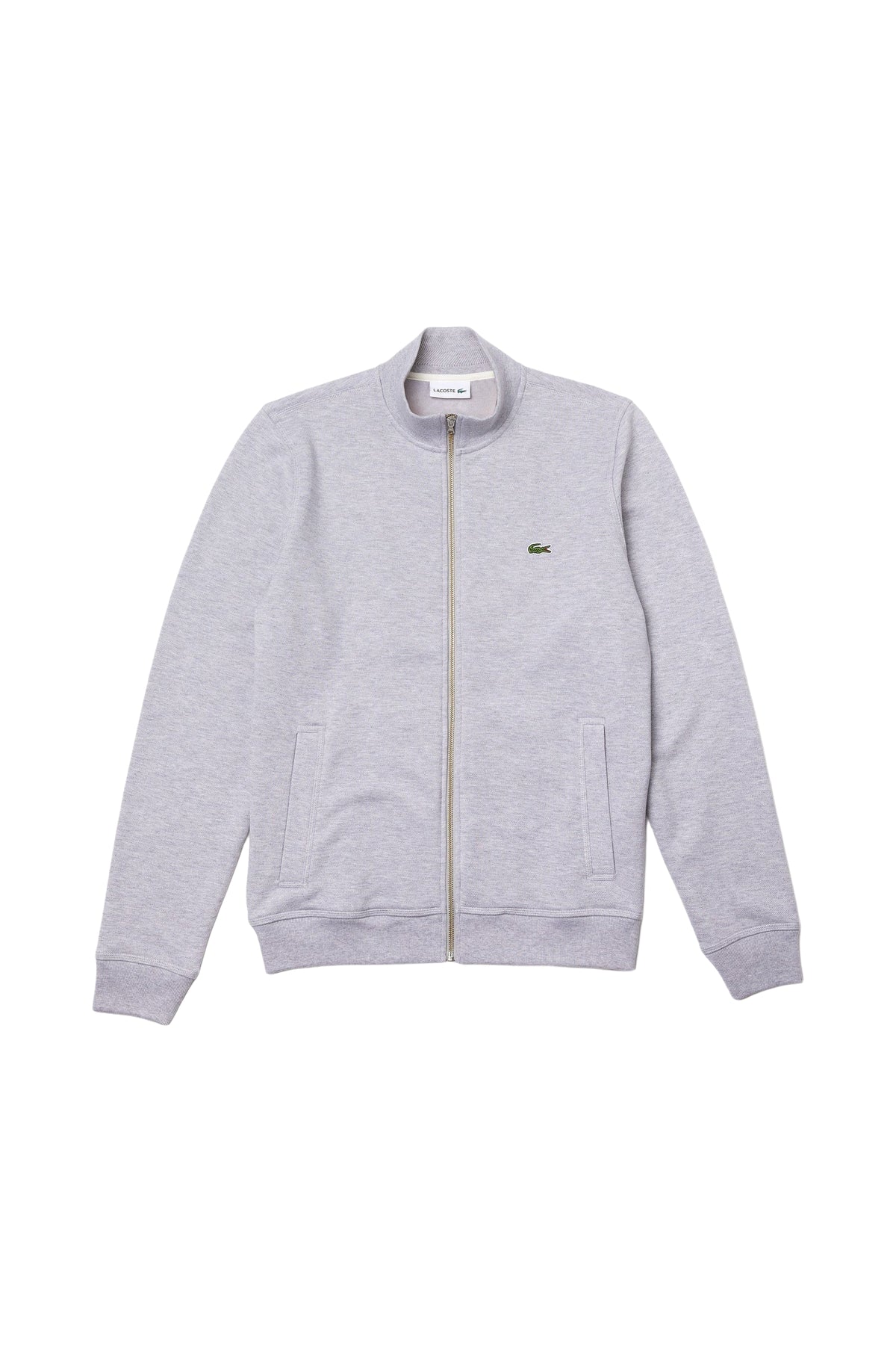 Veste zippée à col montant en molleton piqué - Argent Chiné