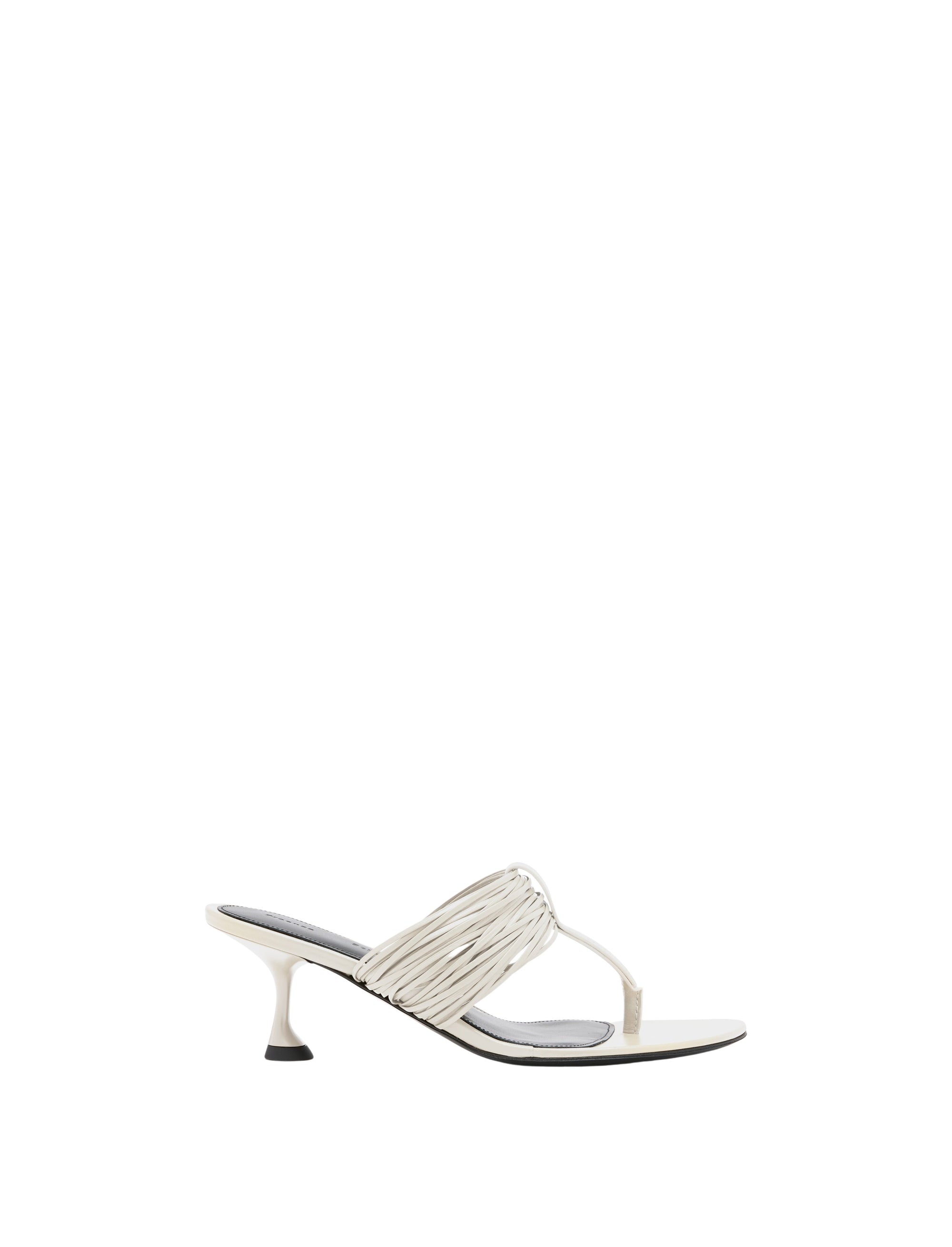 Mules à talons cordelées 55 en cuir - Ecru