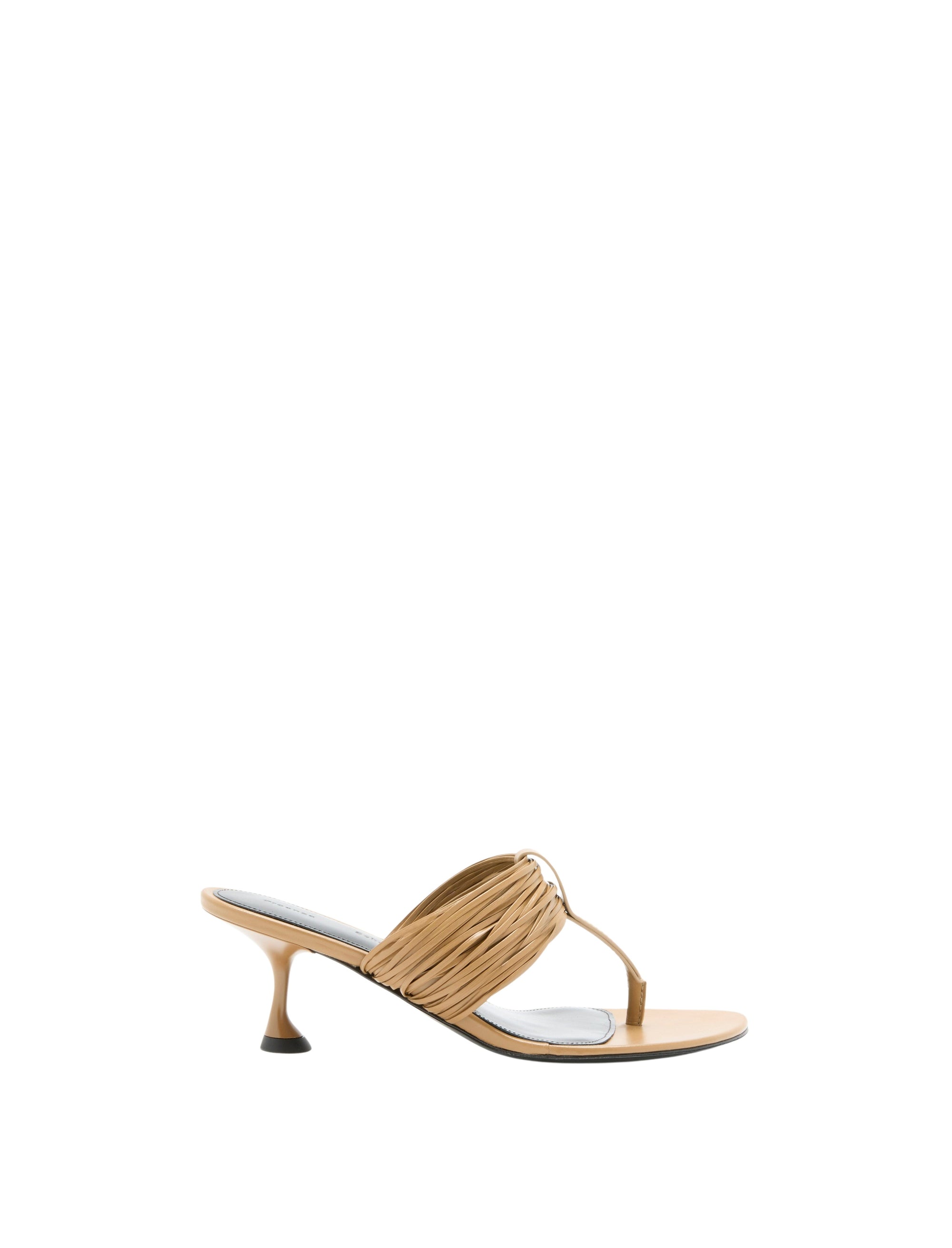 Mules à talons cordelées 55 en cuir - Khaki
