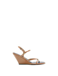 Sandales compensées à brides 70 en cuir - Camel