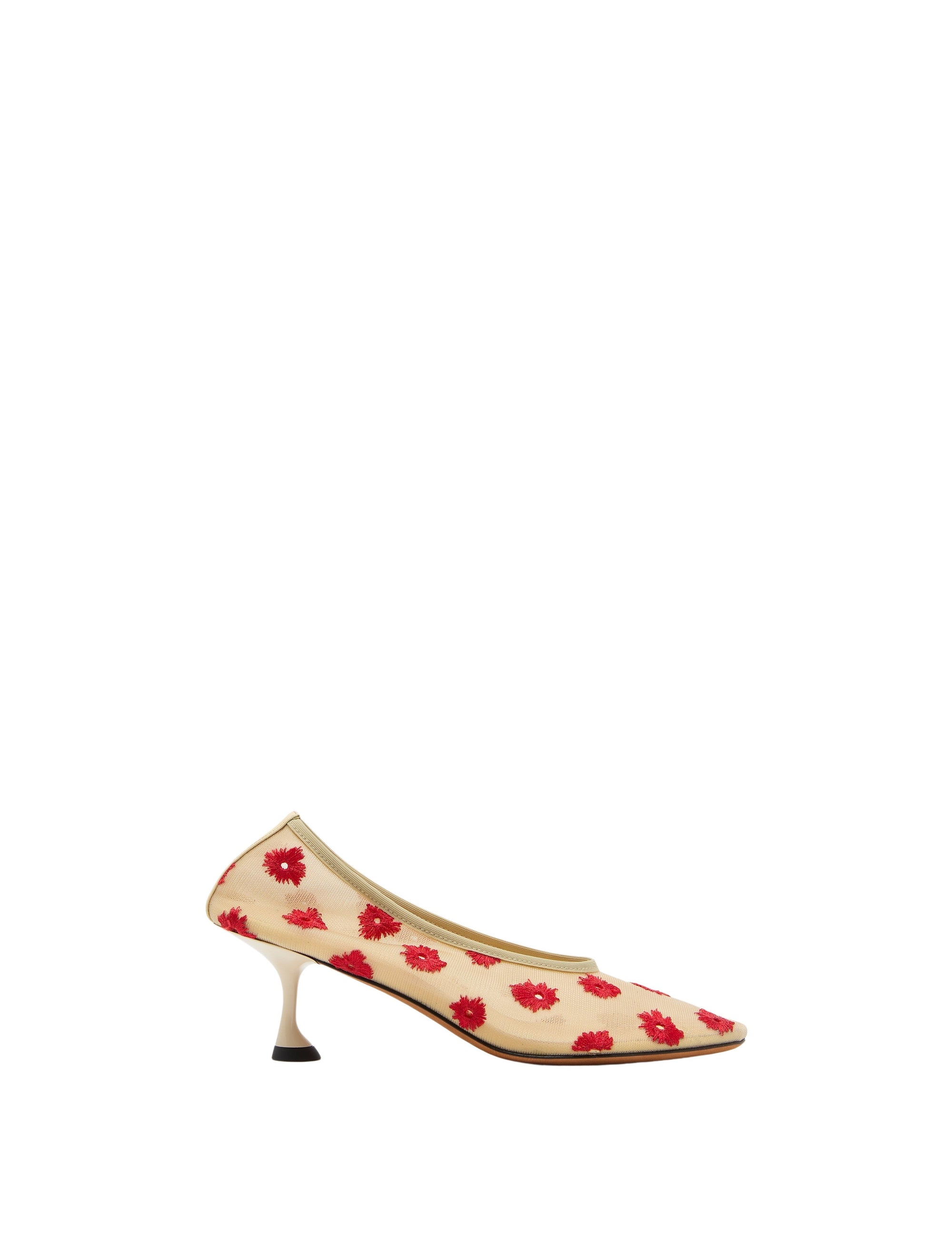 Escarpins brodés et ajourés - Nude & Red