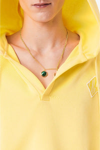 Sweat à capuche court oversize - Jaune