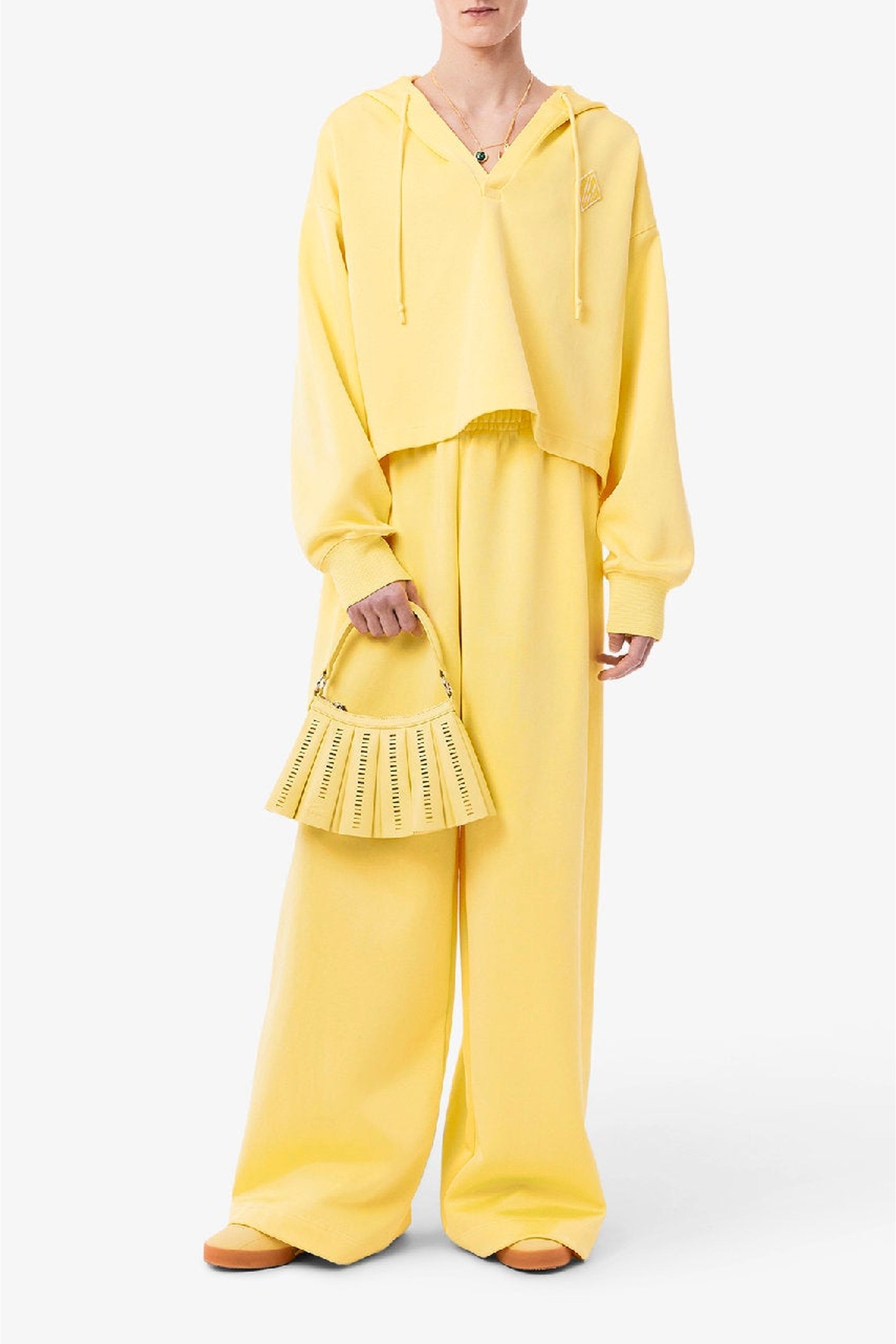 Sweat à capuche court oversize - Jaune