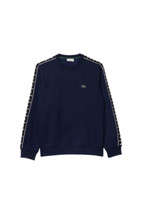 Sweatshirt à col rond bandes siglées - Marine