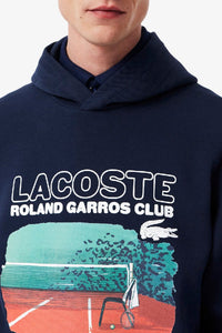 Sweat à capuche Lacoste x Roland-Garros en piqué - Marine