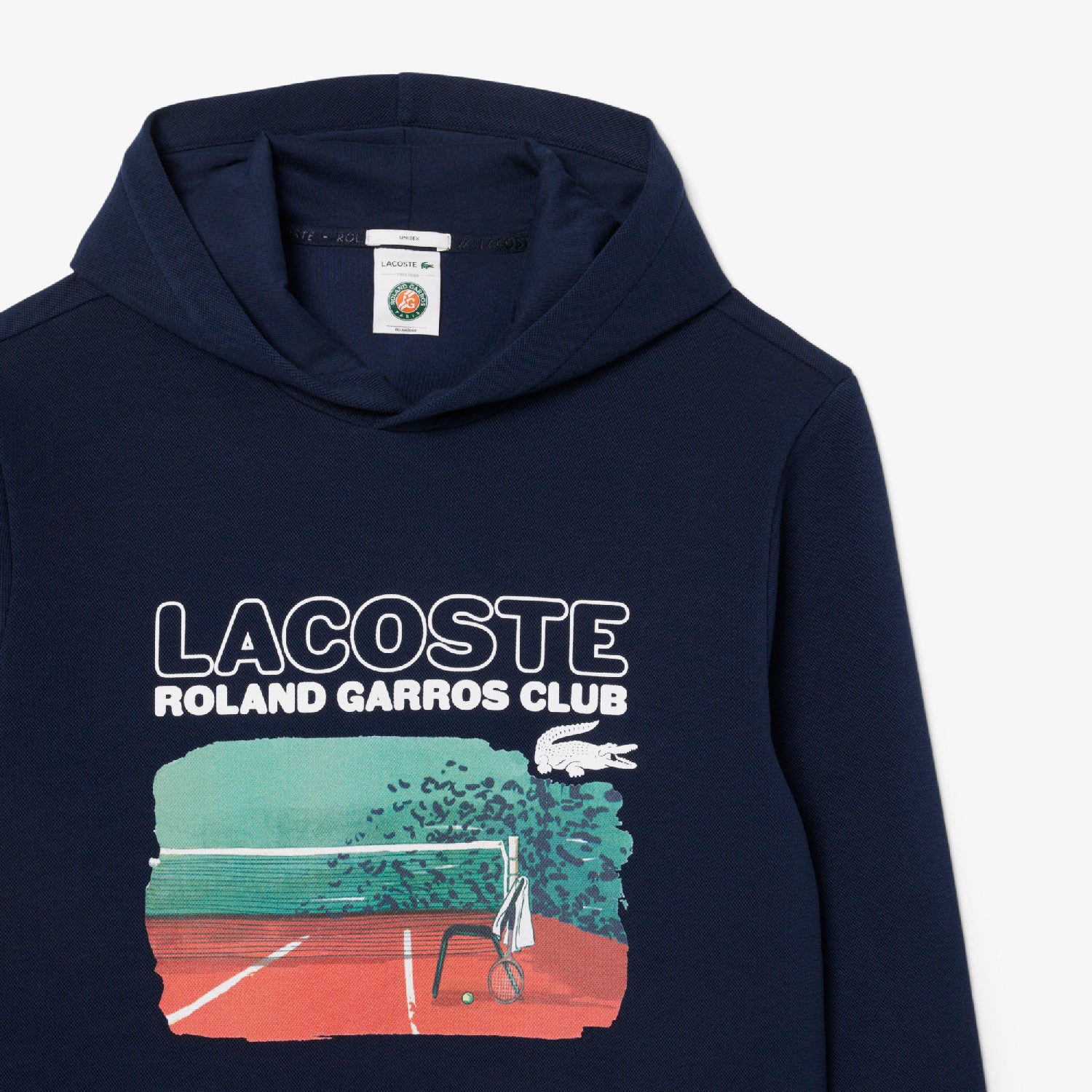 Sweat à capuche Lacoste x Roland-Garros en piqué - Marine