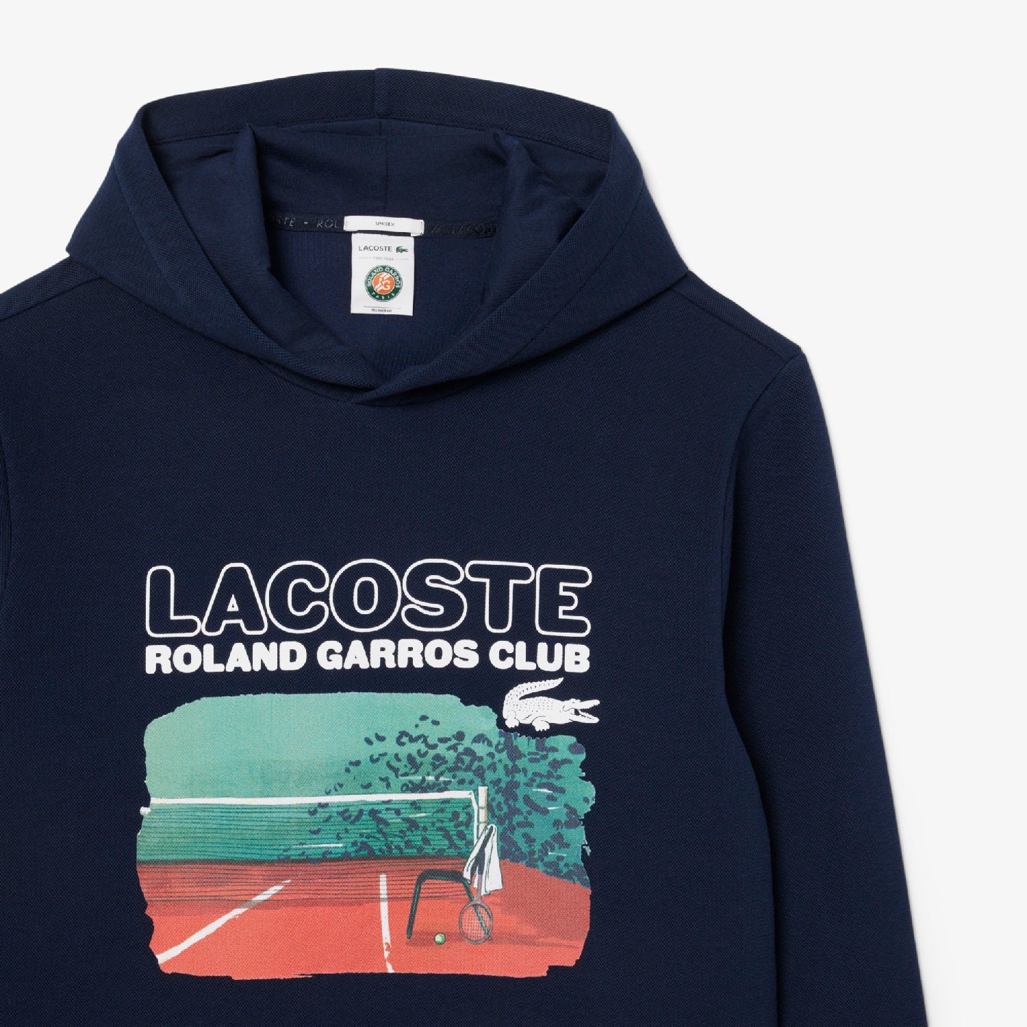Sweat à capuche Lacoste x Roland-Garros en piqué - Marine
