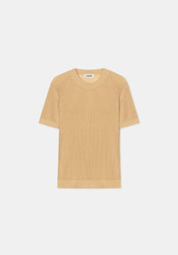 Loose-fitting ribbed Shalott T-shirt - Biscotti