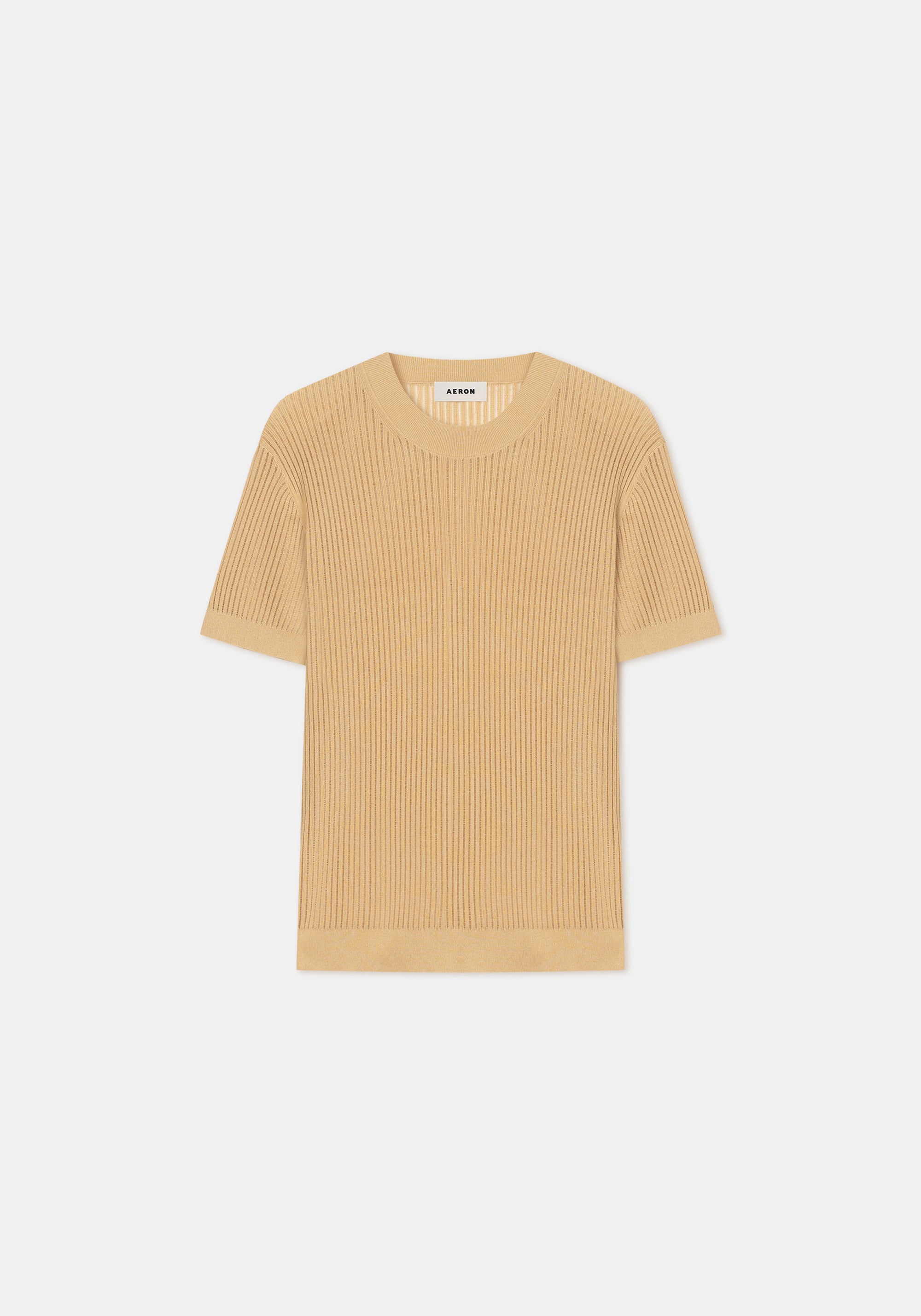 Loose-fitting ribbed Shalott T-shirt - Biscotti