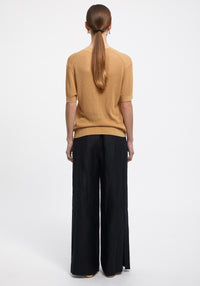 Loose-fitting ribbed Shalott T-shirt - Biscotti