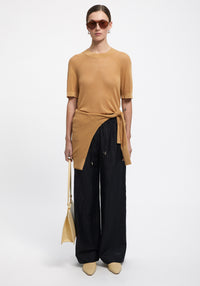 Loose-fitting ribbed Shalott T-shirt - Biscotti