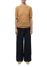 Loose-fitting ribbed Shalott T-shirt - Biscotti
