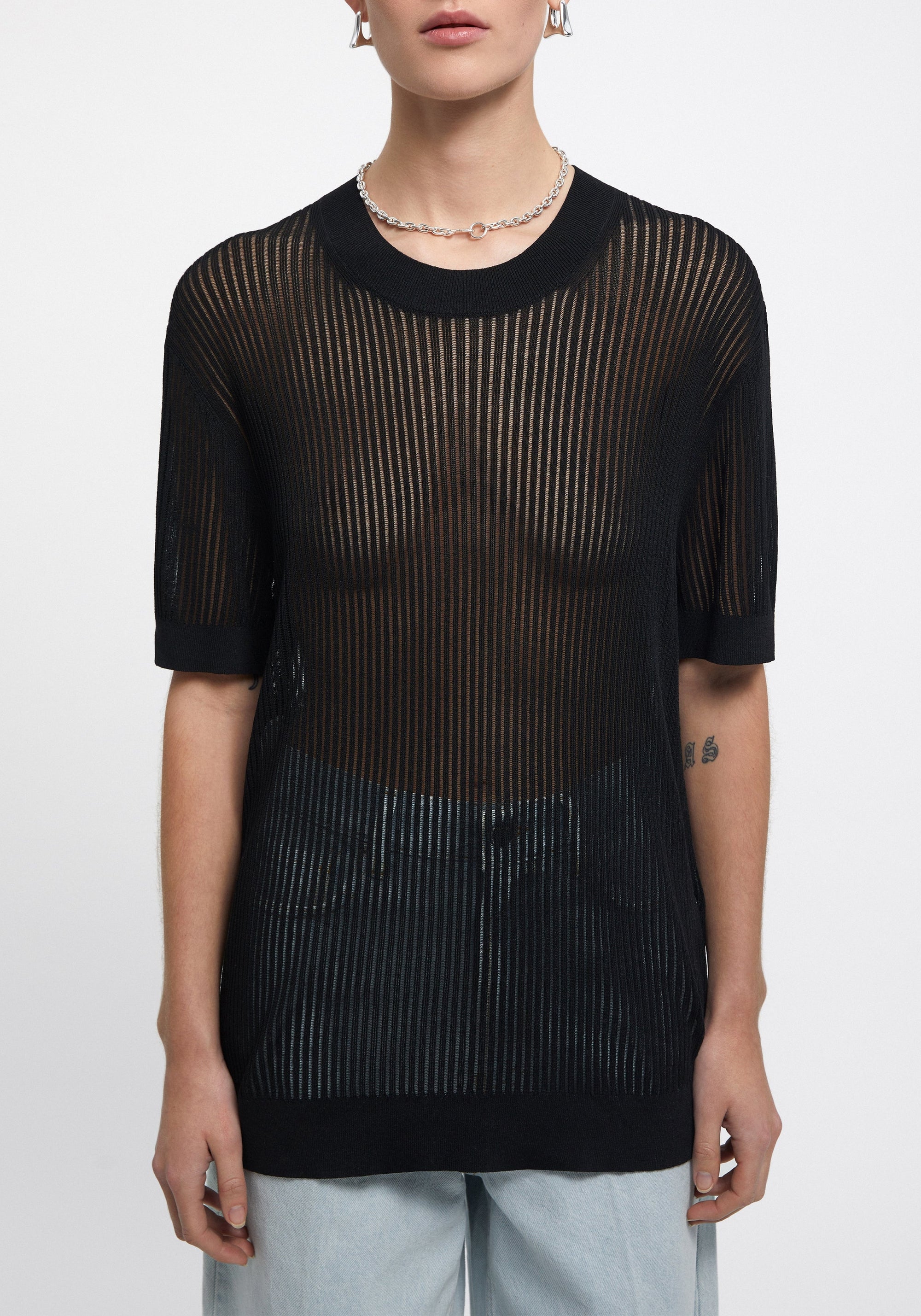 T-shirt Shalott ample côtelé - Black