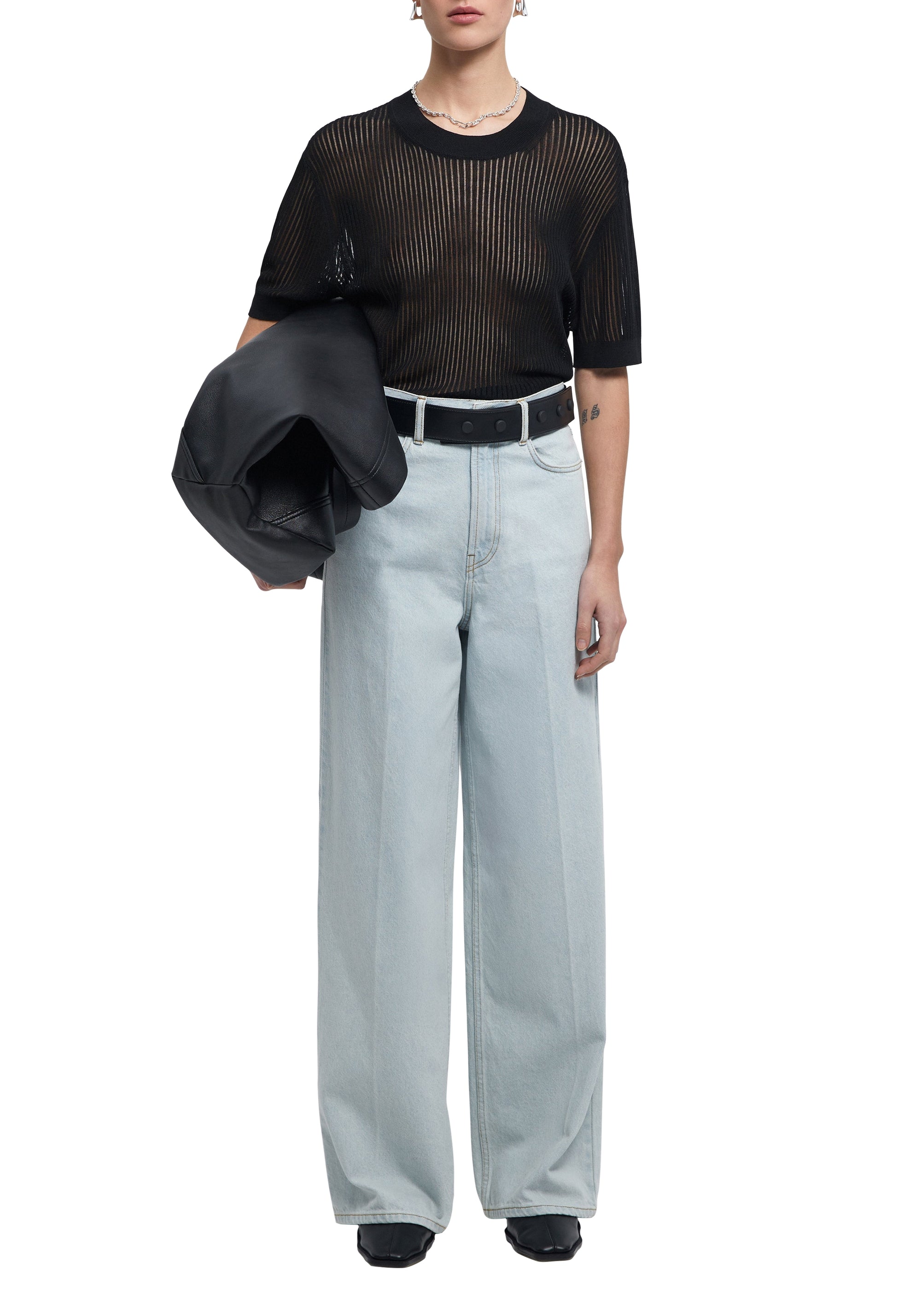 T-shirt Shalott ample côtelé - Black