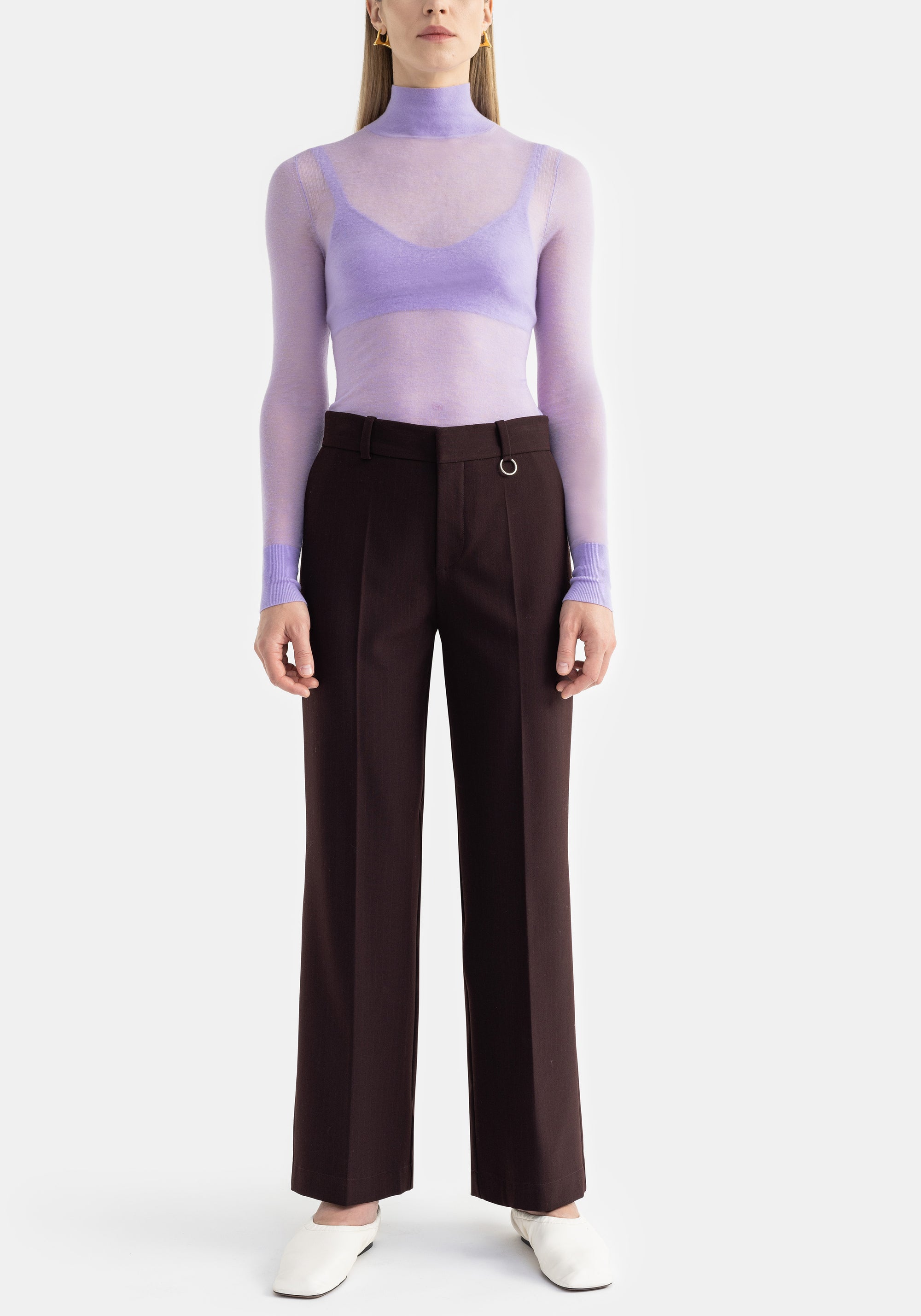 Shannon trousers with fine stripes - Bordeaux