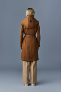 Shia mid-length coat with belted hood in wool - Camel