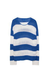 Pull Kansas Stripe en cachemire - Bleu Marguerite
