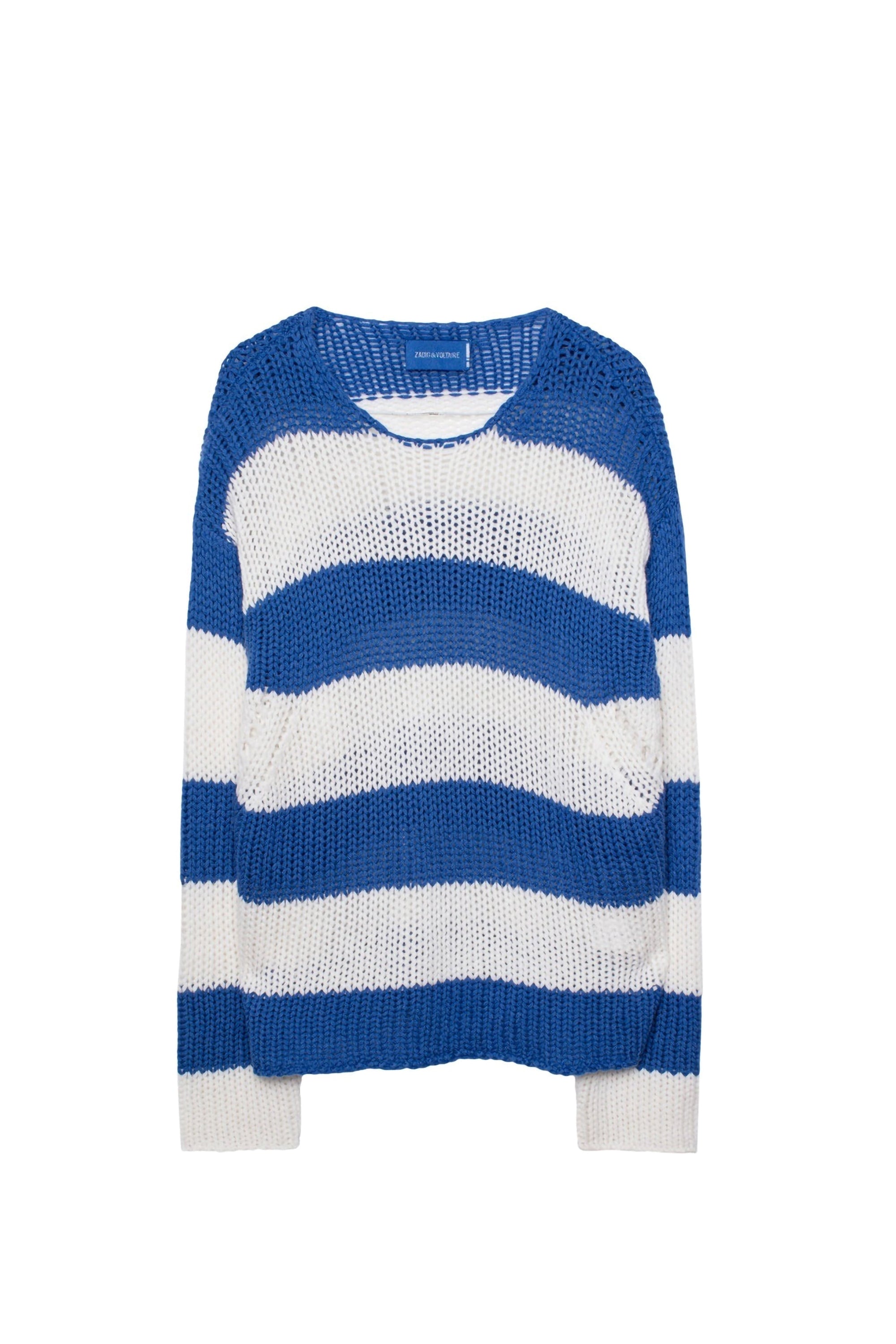 Pull Kansas Stripe en cachemire - Bleu Marguerite