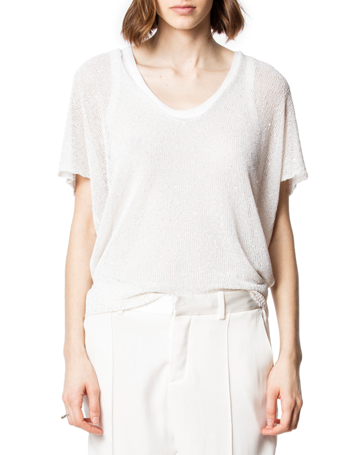 ZHORS LINE WHITE INDY PL SEQUIN JUMPER MC