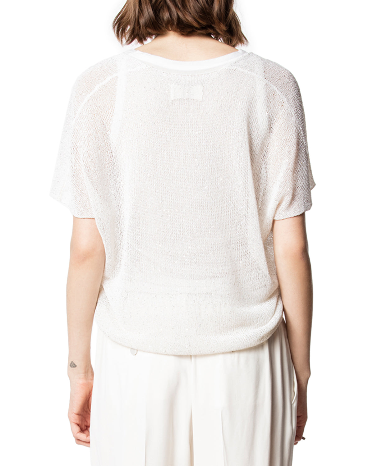 ZHORS LINE WHITE INDY PL SEQUIN JUMPER MC