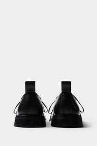 Leather Stringata Derbies - Black