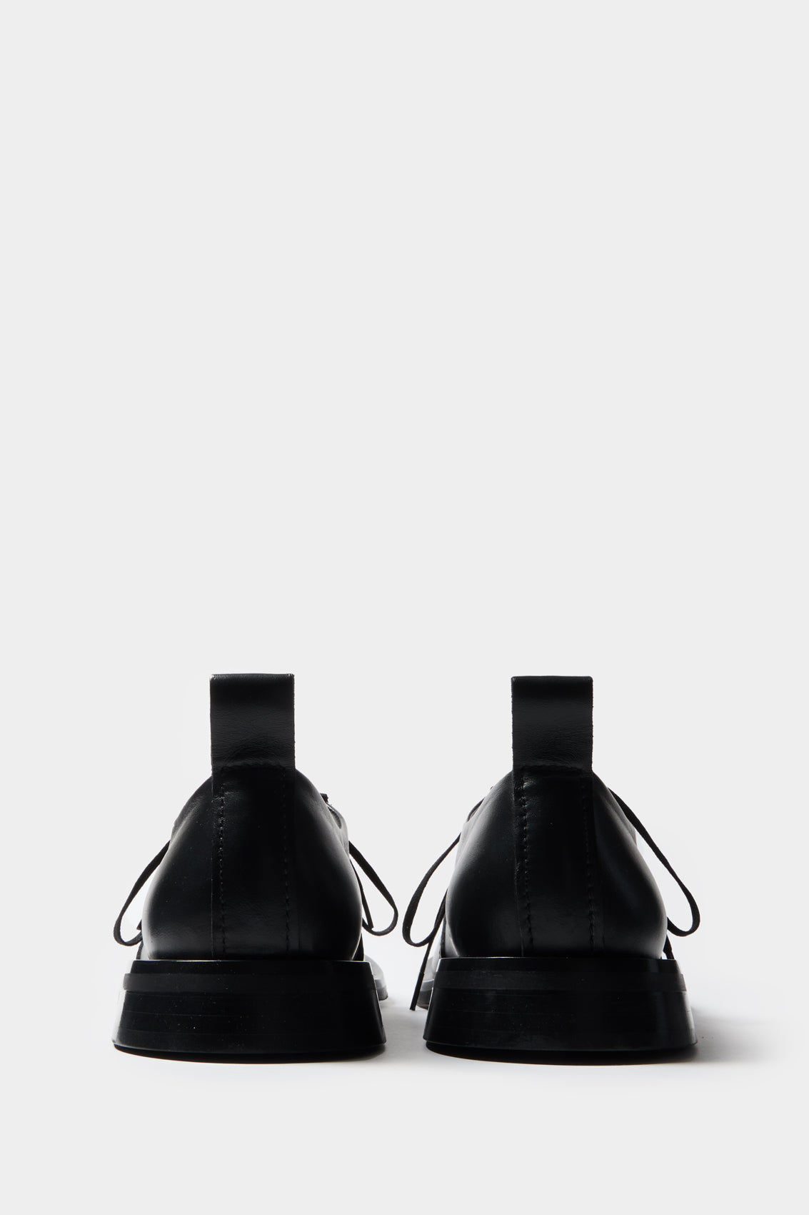Leather Stringata Derbies - Black