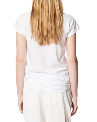 ZHORS LIGNE BLANC SKINNY STRASS HEART RIBBON T-S