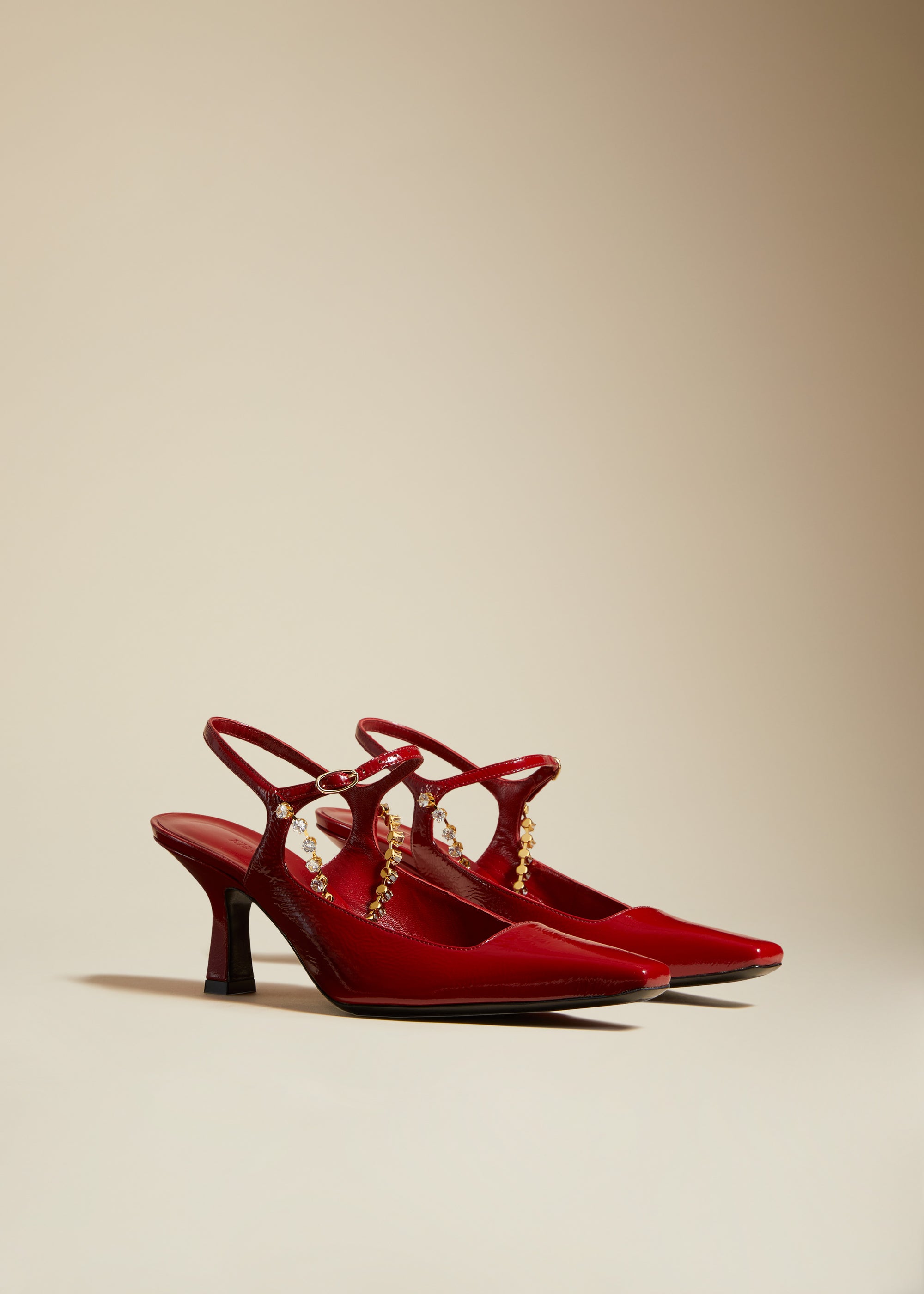 Sidney pump in leather - Fire Red