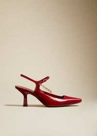 Sidney pump in leather - Fire Red