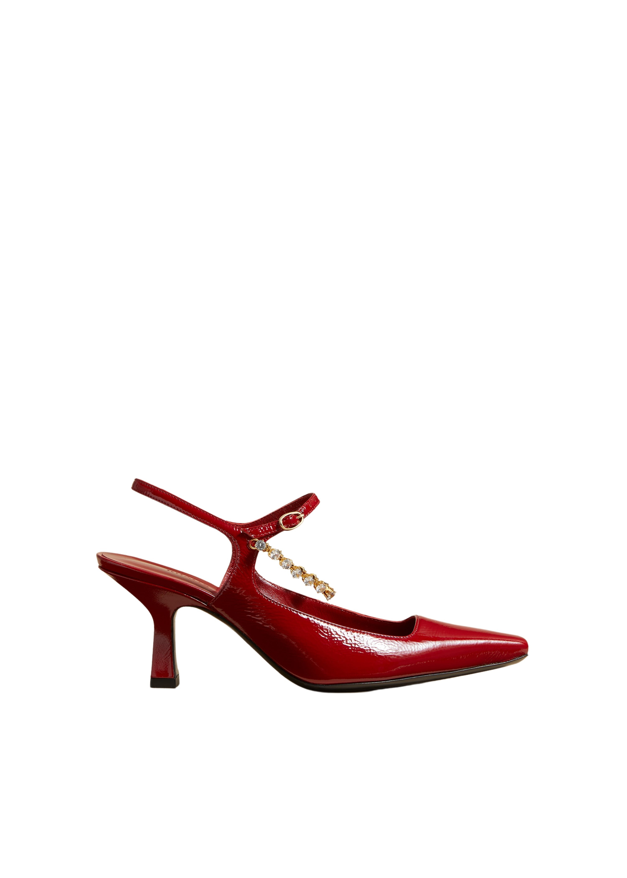 Sidney pump in leather - Fire Red