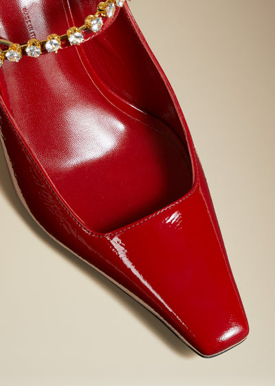 Sidney pump in leather - Fire Red