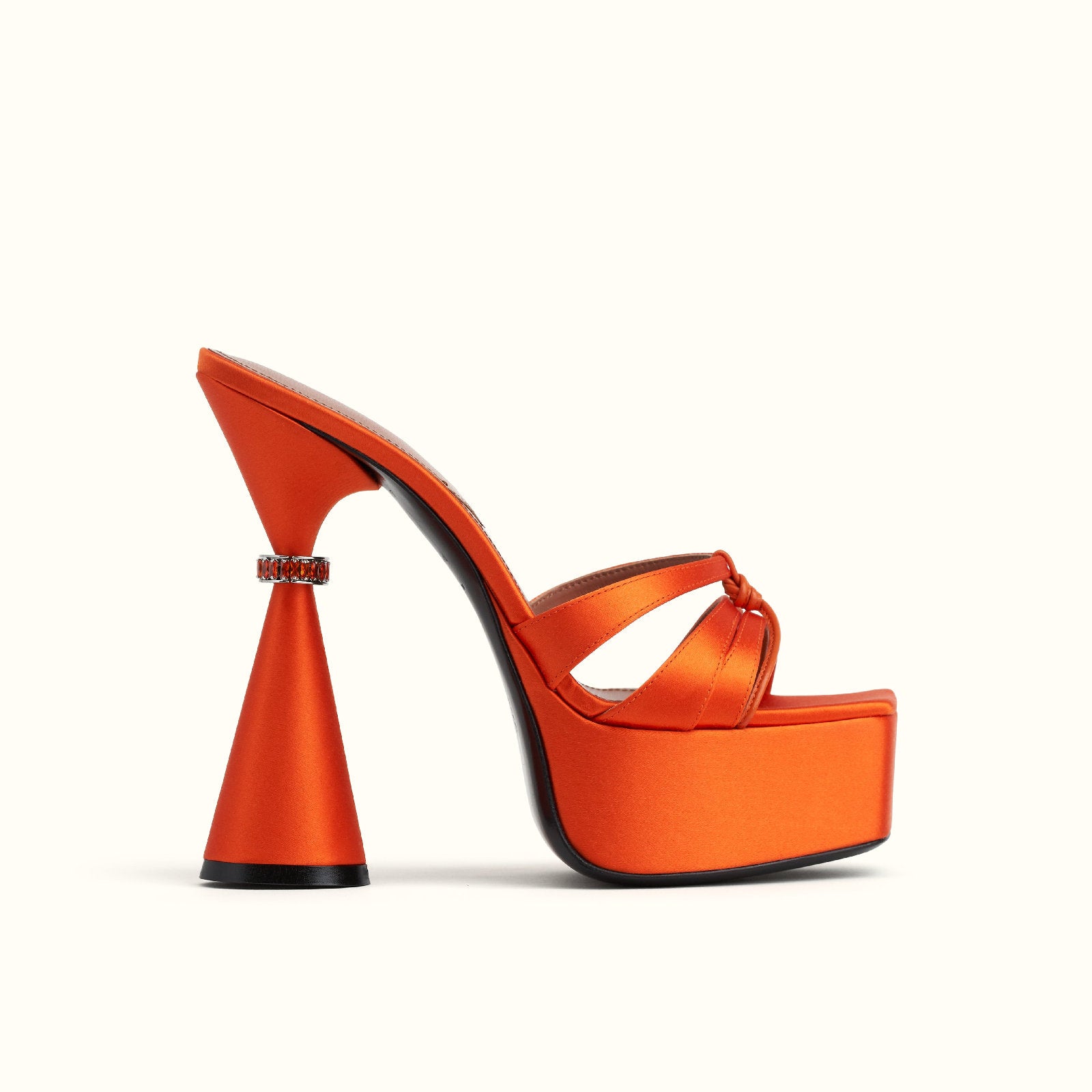 Sienna 130 mules - Orange satin