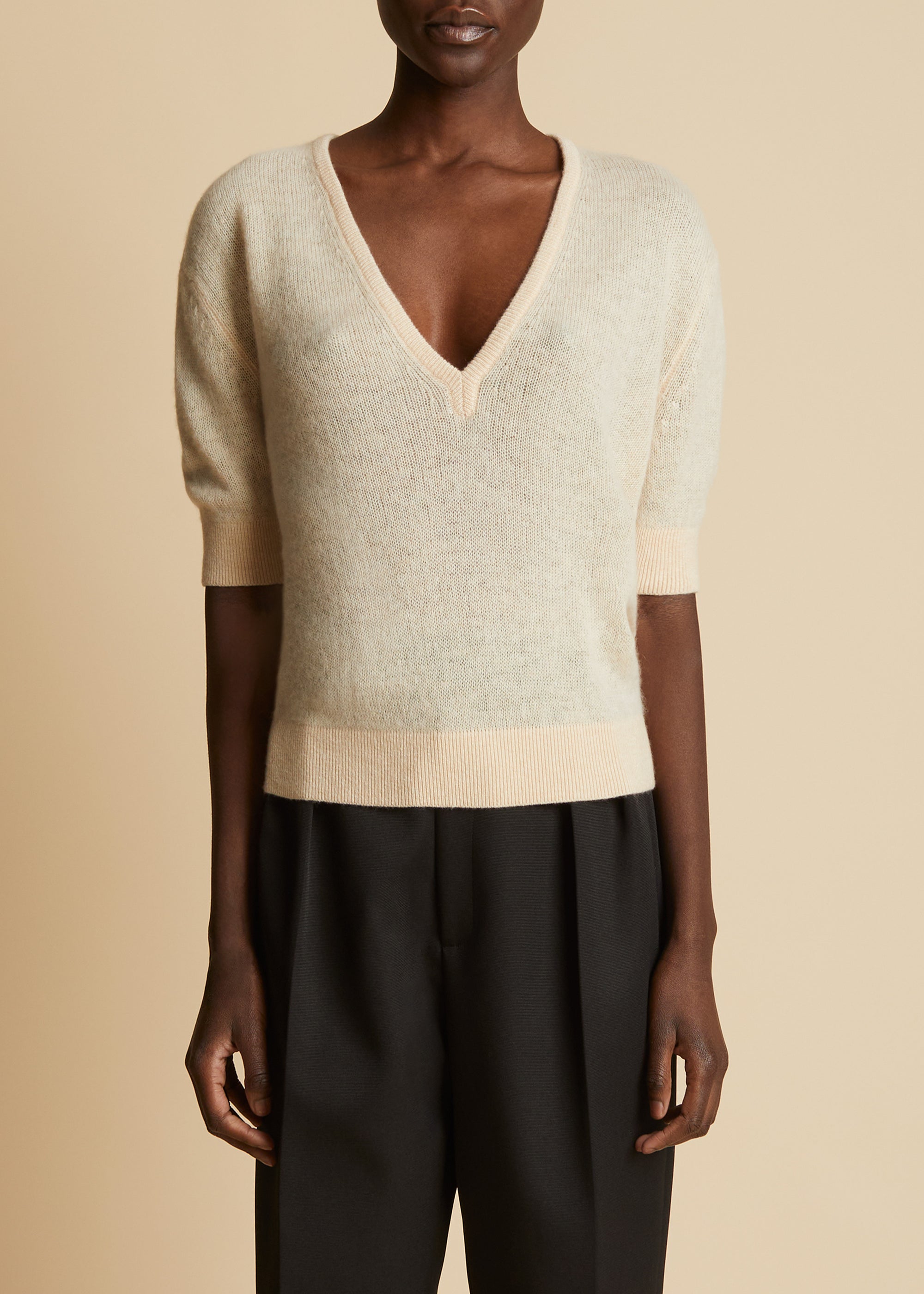 Sierra sweater in cashmere - Custard