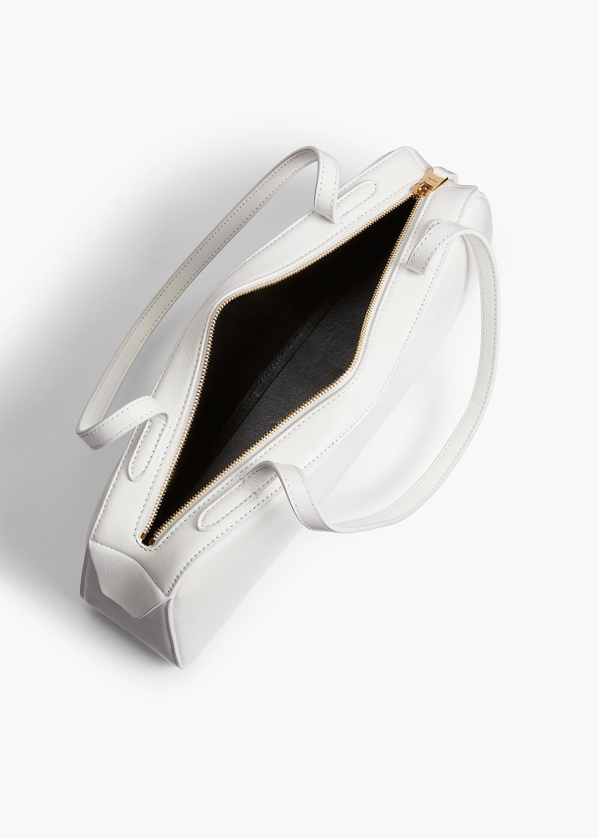 Optic White Simona Shoulder Bag In Optic White Crackle Patent Leather - Optic White
