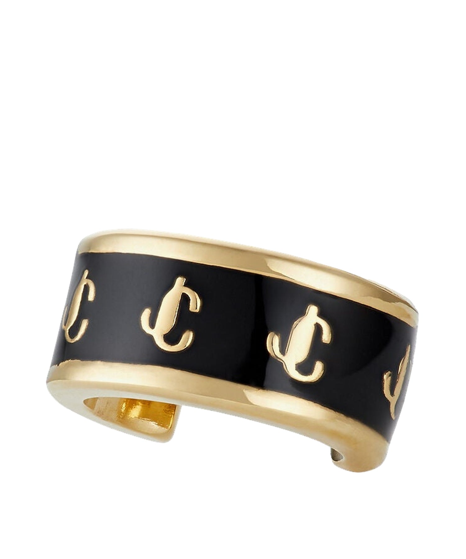 Earcuff JC en métal et émail laiton - Gold & Black