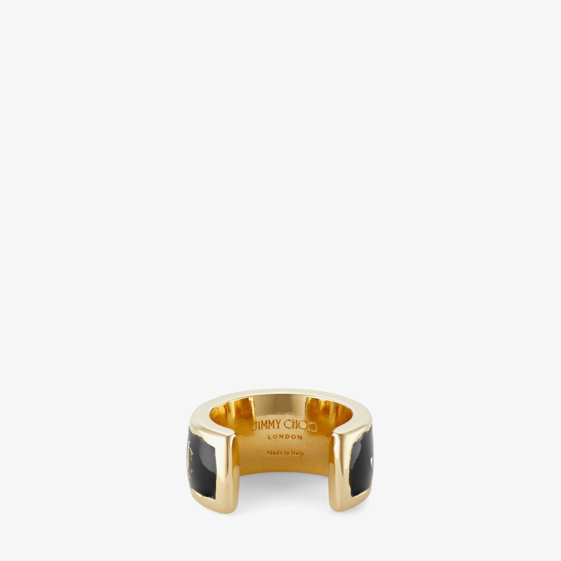 Earcuff JC en métal et émail laiton - Gold & Black