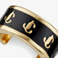 Earcuff JC en métal et émail laiton - Gold & Black