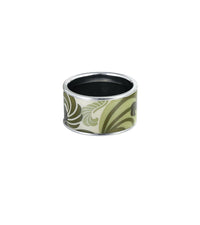 Bague Diva en émail et plaqué au rhodium - Vert foncé & gris