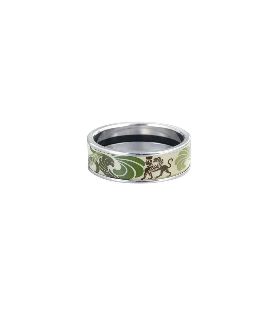 Bague Miss en émail et plaqué au rhodium - Vert foncé & gris