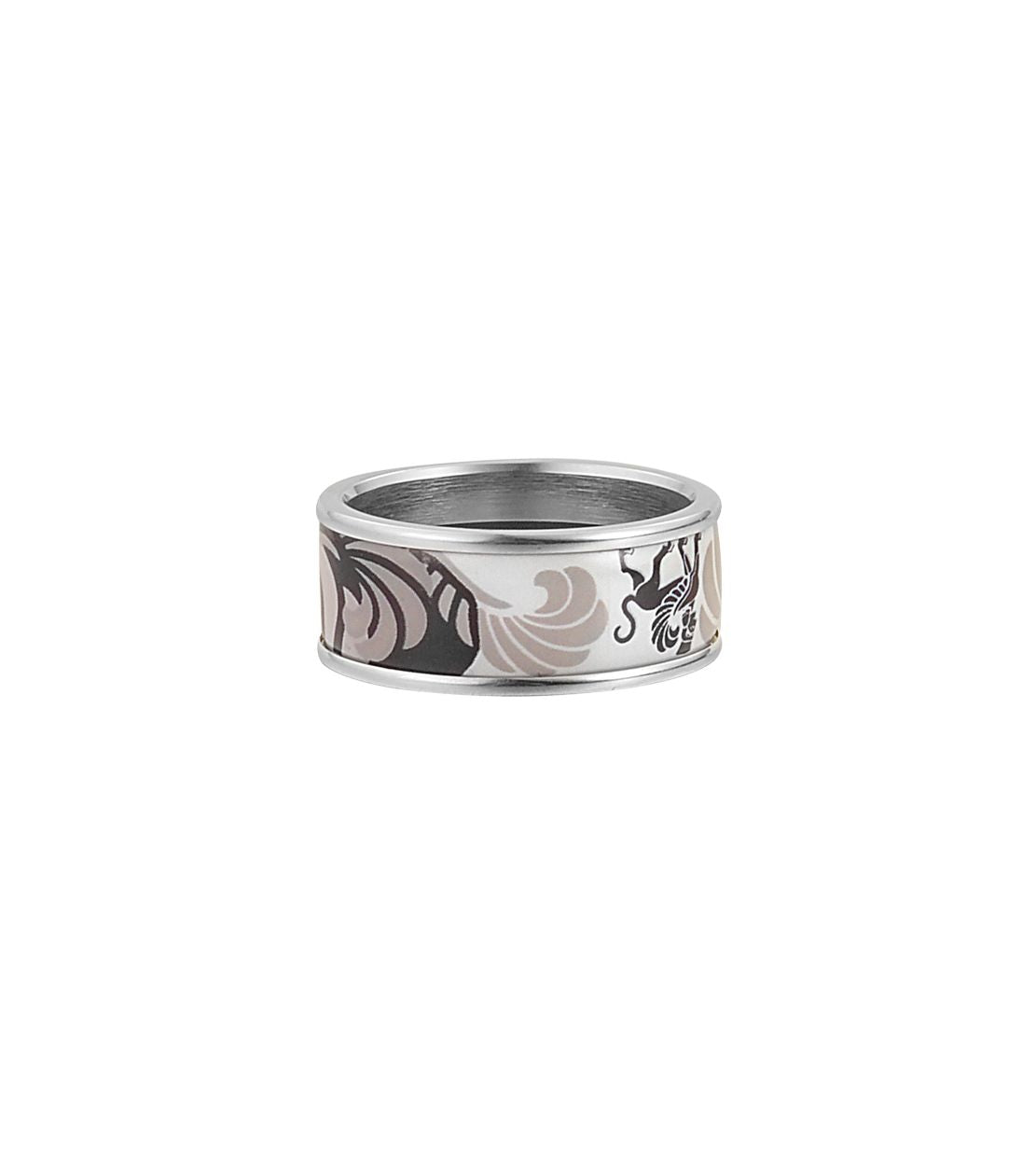 Bague Miss en émail et plaqué au rhodium - Gris & noir & argent